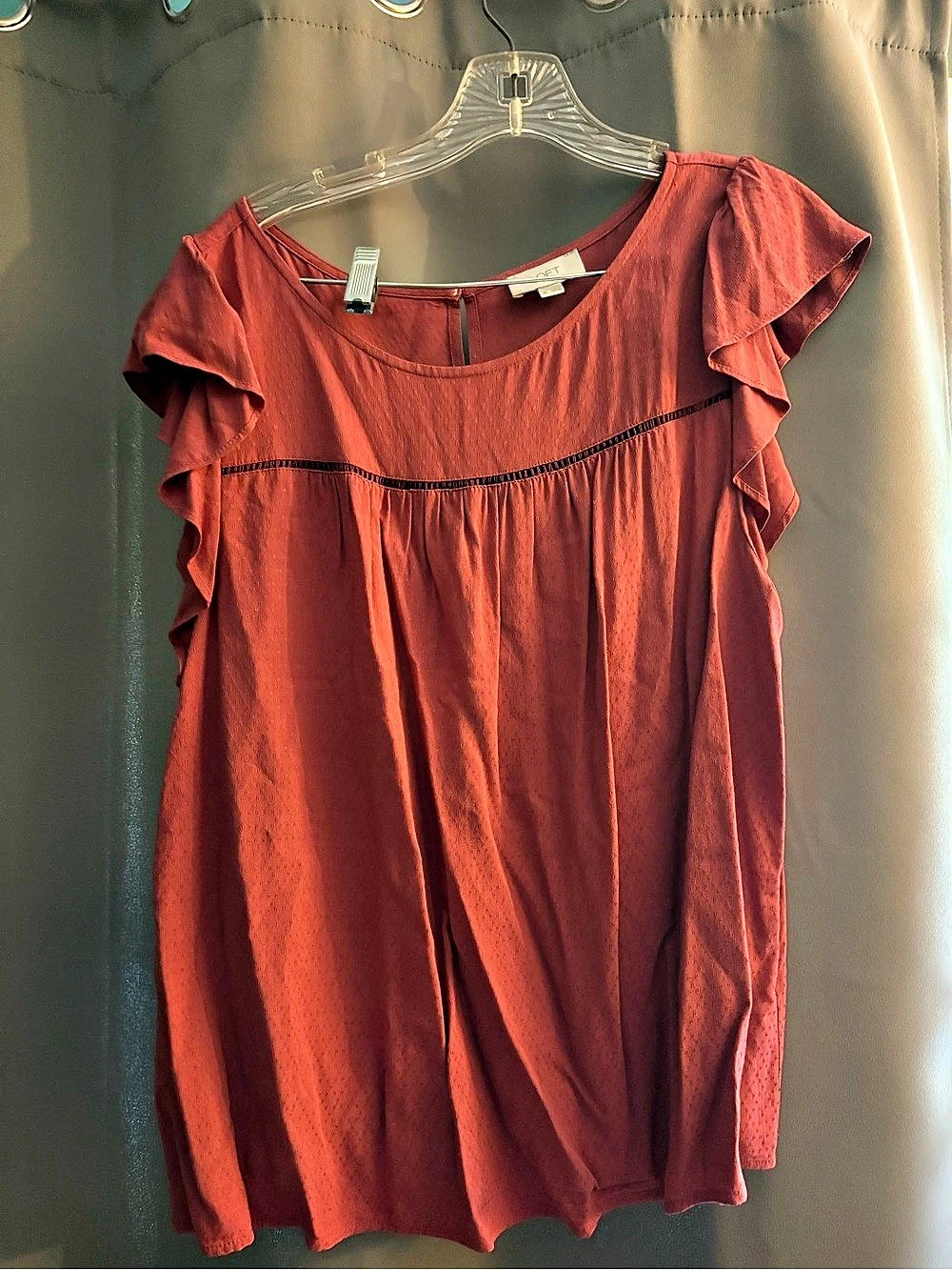 LOFT Ruffle Sleeve Blouse in pink